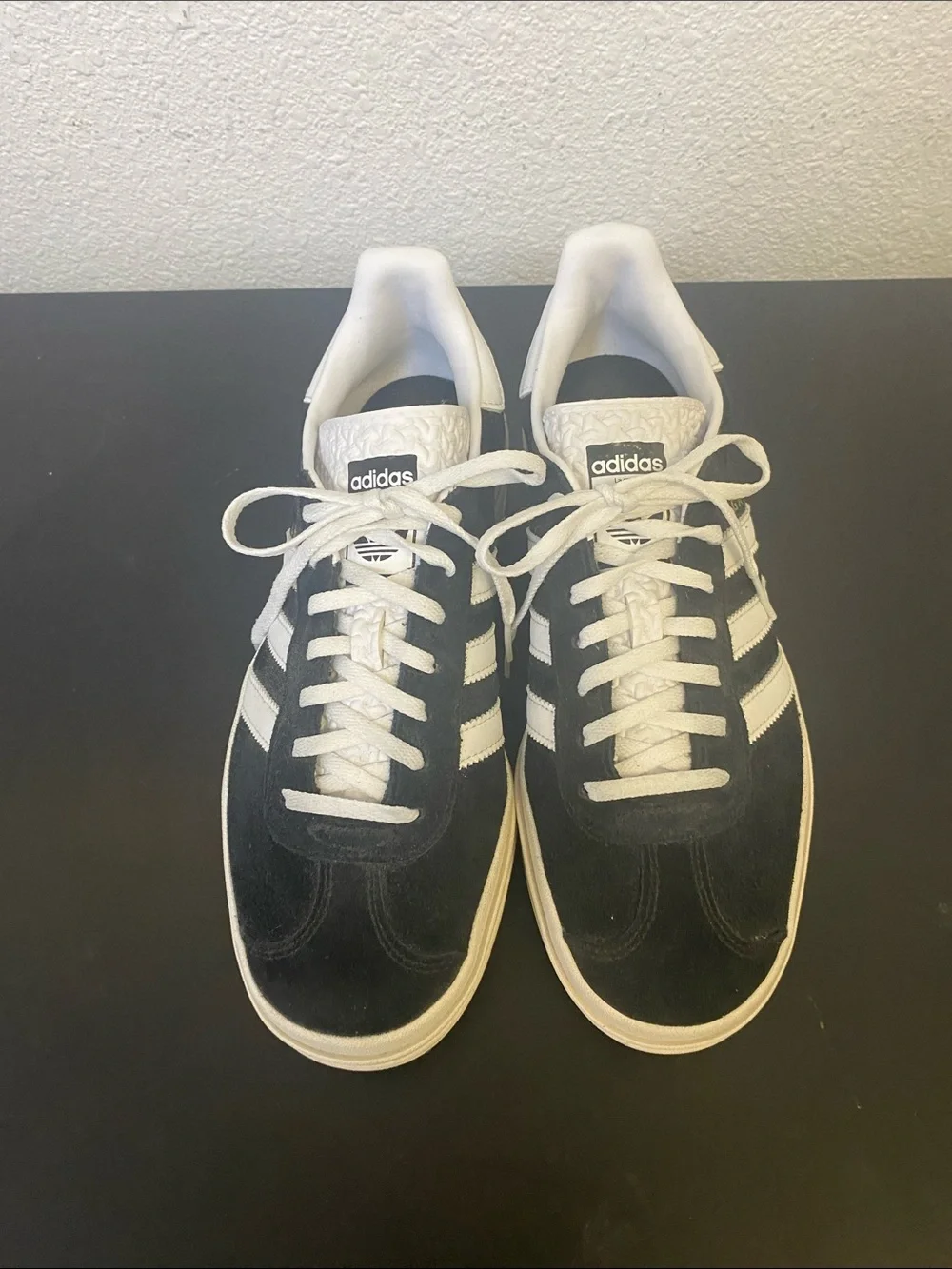 adidas Black and White platform Suede Low-Top Sneakers